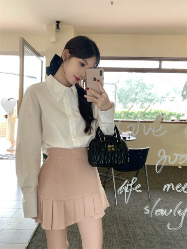 Actual shot and real price ~ New hot girl hip-covering pleated skirt with high waist and slimming solid color skirt