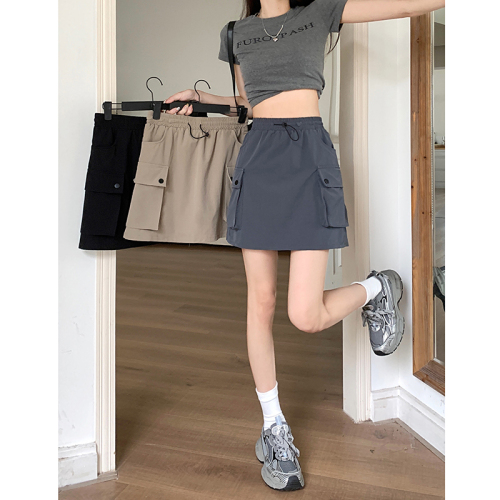 Real shot!  Large size!  2024 Elastic waist workwear skirt for women, hip-hugging short skirt, summer anti-exposure skirt