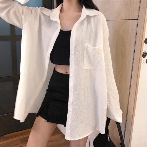 Summer new shirt women's design niche retro Hong Kong style long-sleeved sun protection clothing thin coat cardigan