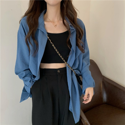 Summer new shirt women's design niche retro Hong Kong style long-sleeved sun protection clothing thin coat cardigan