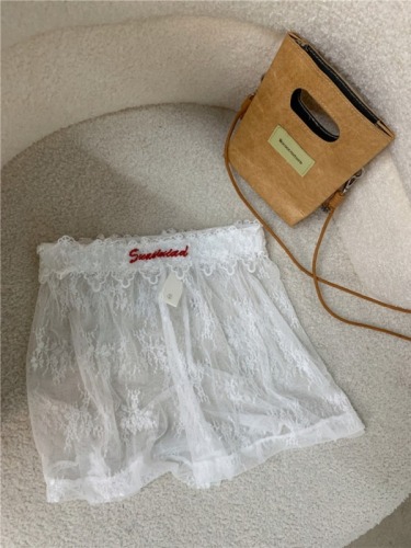 Real shot, real summer white lace embroidered leggings shorts + lace-up striped home casual pants