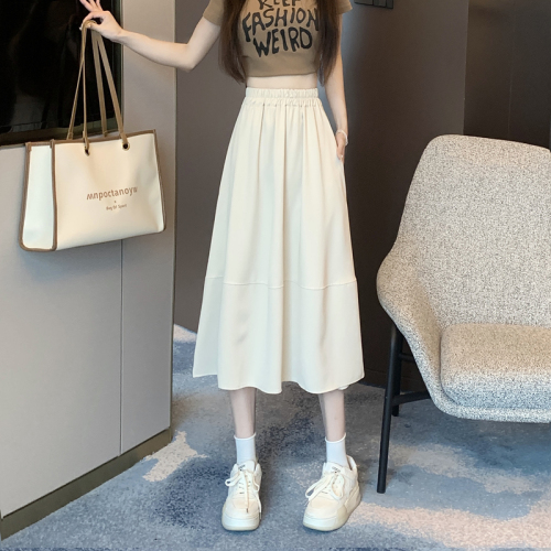 Actual shot ~ 2024 summer spliced ​​skirt to show your height, wear high-waisted A-line mid-length skirt with wide swing umbrella skirt