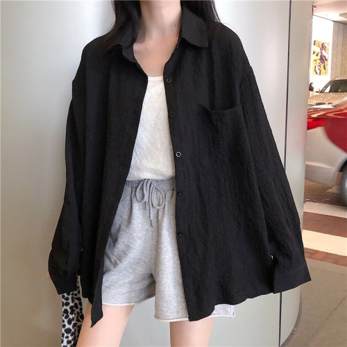 Summer new shirt women's design niche retro Hong Kong style long-sleeved sun protection clothing thin coat cardigan