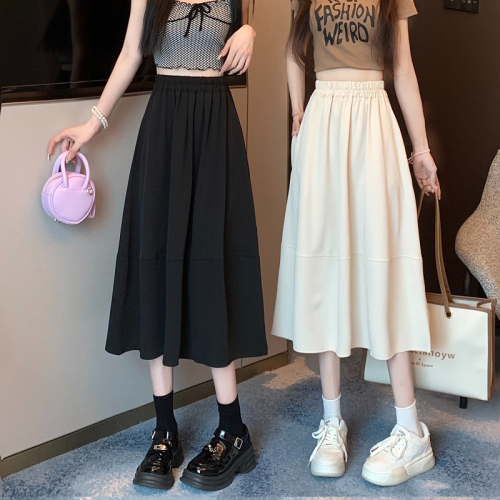 Actual shot ~ 2024 summer spliced ​​skirt to show your height, wear high-waisted A-line mid-length skirt with wide swing umbrella skirt