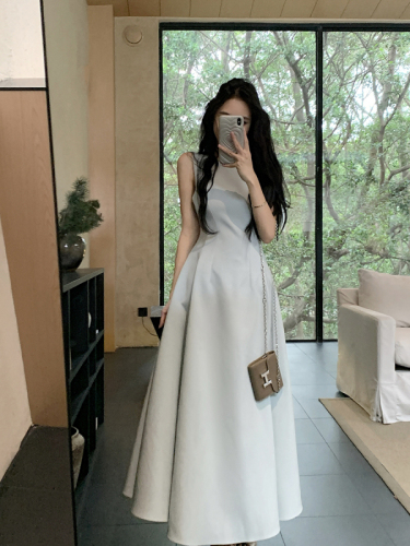 Real shot and real price long skirt thin material suit long skirt sleeveless dress