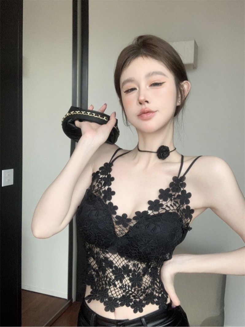 Lace beautiful back suspender Internet celebrity summer bottoming vest underwear for inner wear and outer wear with padded bra