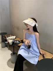 Designed summer loose and versatile sleeveless vest suspender skirt