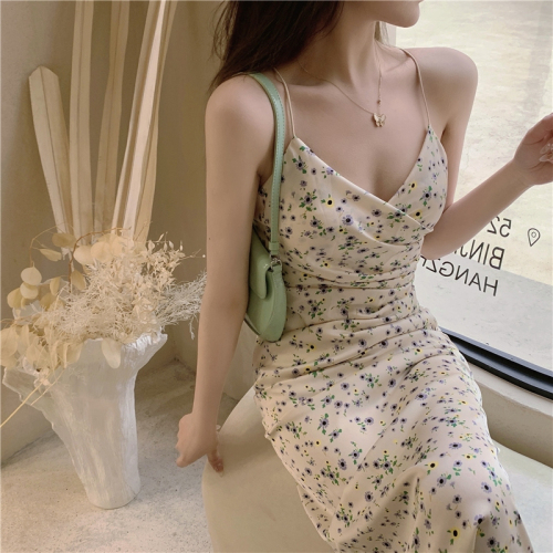 Sexy Hot Girl Long Floral Dress Women's Summer Skirt Short Skirt A-Line Skirt Long Skirt Tea Break Skirt