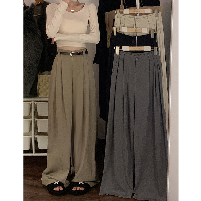 Real shot!  2024 new summer style loose and fashionable textured pleated casual pants slim floor-length suit pants for women