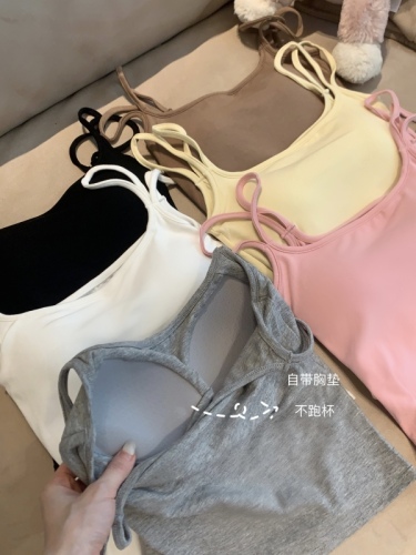 Fashionable clothes are all real photos and real prices ~ hot girl sexy belt breast cotton simple beautiful back wearing camisole