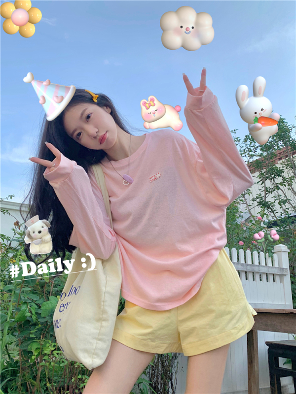 Real-price sun protection long-sleeved T-shirt casual shorts suit women's summer clothing with a complete set of thin air-conditioning shirts