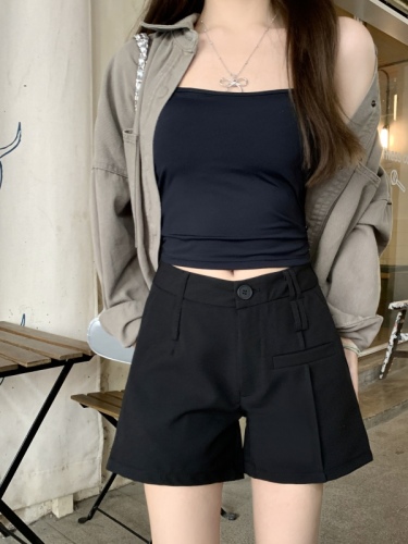 New summer style little black pants, high-waisted slimming hot pants, discreet design, single bag shorts for women, double pants for women, climbing pants for women