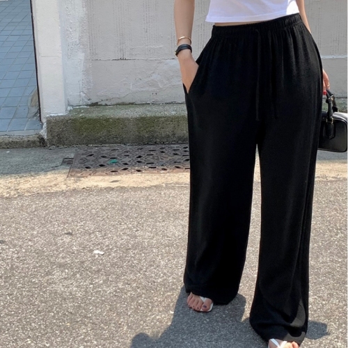 Casual wide leg pants slim straight pants for small people