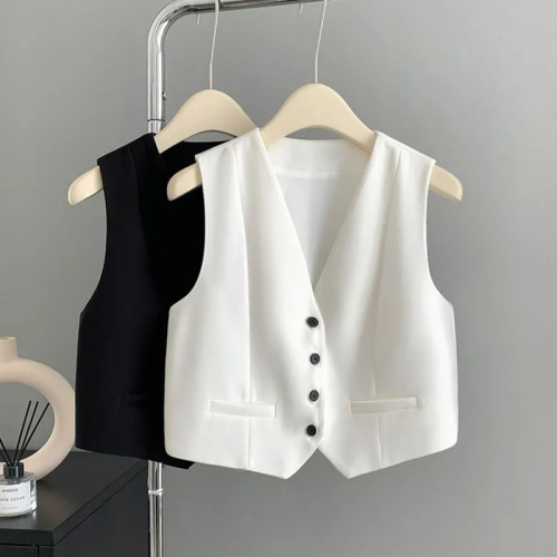 Quality inspector picture suit vest women's small vest outer wear spring and summer new style inner layering vest short style pony clip