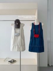 小宜定製 夏野森會·復古牛仔連衣裙2024新款女夏季顯瘦a字背心裙