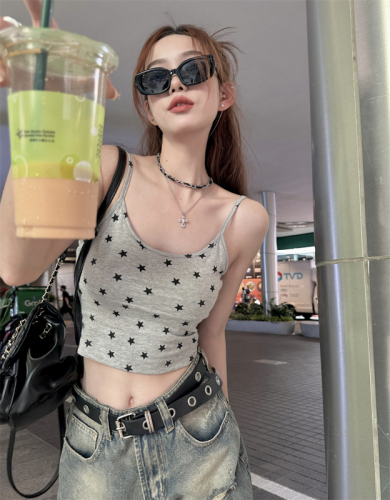 Actual shot and real price ~ Star Little Suspender 2024 New Hong Kong Style Niche Sweet Pure Desire Vest Women's Bottoming Outerwear