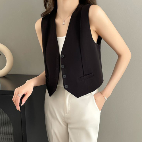 Quality inspector picture suit vest women's small vest outer wear spring and summer new style inner layering vest short style pony clip