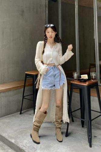 Real shot and real price Korean style loose slimming mid-length sweet temperament casual cotton and linen skirt high-end dress