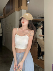 Real shot ~ hot girl style summer tube top with suspender top that can be worn outside without wearing a bra short vest