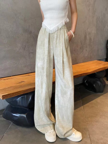 Original tie-dye three-dimensional waist 2024 new drapey loose tie-dye Yamamoto wide-leg pants ice silk sunscreen cool pants