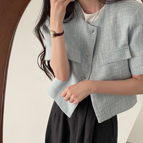 Original Korean chic slub short jacket, good quality