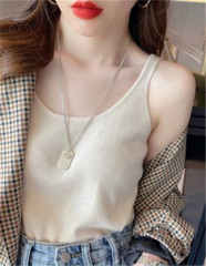 Knitted Vest Women's Suit Inside New 2024 Popular White Bottoming Suspender Design Niche Black Top