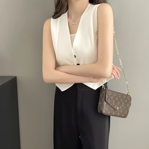 Quality inspector picture suit vest women's small vest outer wear spring and summer new style inner layering vest short style pony clip