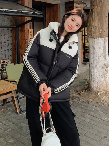 Real shot of foreign trade Korean version of cotton coat for women Hong Kong style loose down cotton jacket for women short style popular ins cotton coat jacket