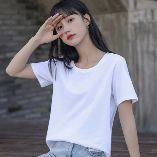 White t-shirt women's short-sleeved summer new t-shirt half-sleeved solid color top loose women's short