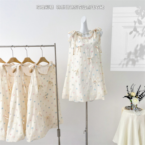 Acaine6/13 20:00 5% off rose candy Korean style sweet girl cut flower polka dot dress