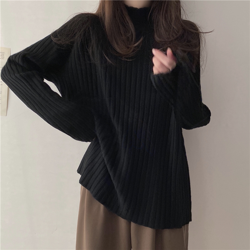Student Korean style new versatile lazy loose thickened pullover half turtleneck sweater