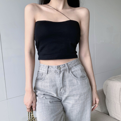 White camisole women's slim fit with breast pads spring and summer bottoming shirt tube top outer wear ins internet celebrity beautiful back