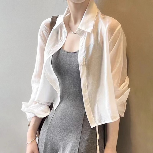 French short cardigan with shawl thin sun protection clothing for women 2024 summer new shirt jacket