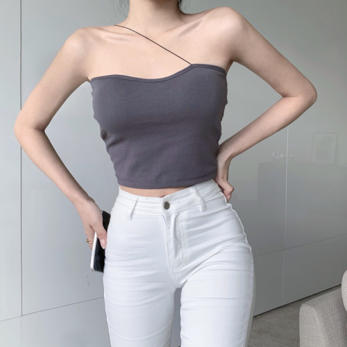 White camisole women's slim fit with breast pads spring and summer bottoming shirt tube top outer wear ins internet celebrity beautiful back