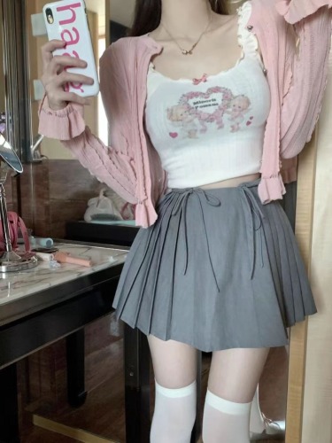 Sweet hot girl retro camisole short women's summer thin pure lust style outer wear inner wear