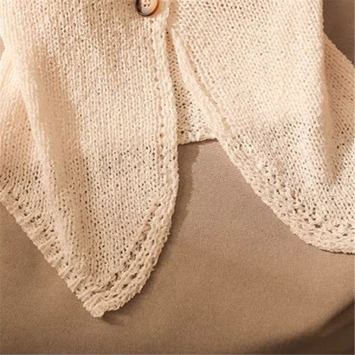 Korean-inspired petite shawl collar knit cardigan 2024 new fashion versatile split vest top for women short sleeveless jacket top