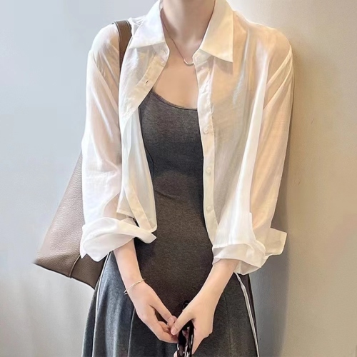 French short cardigan with shawl thin sun protection clothing for women 2024 summer new shirt jacket