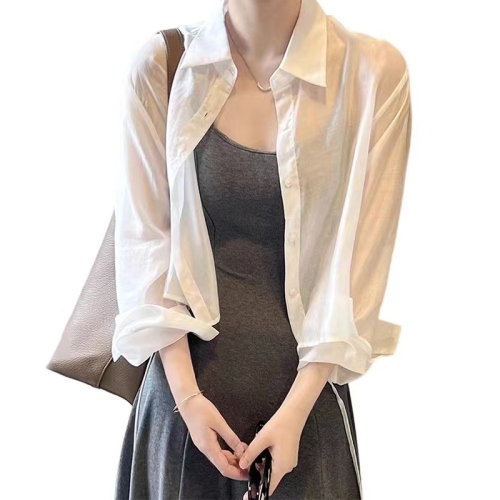 French short cardigan with shawl thin sun protection clothing for women 2024 summer new shirt jacket