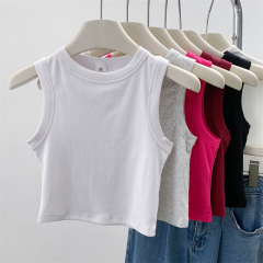 修身短款背心無袖t恤女 奧代爾92%棉 8%氨綸