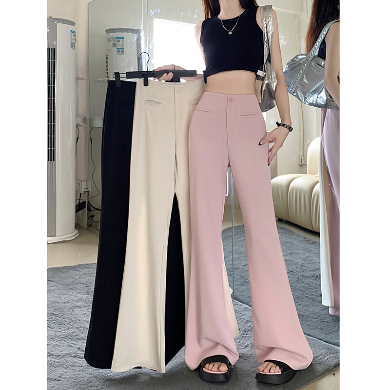 Photographed! 2024 New Leisure Pants, Design-Savvy Suit Pants for Women, Micro-Bellbottom, Slimming, Body-Concealing