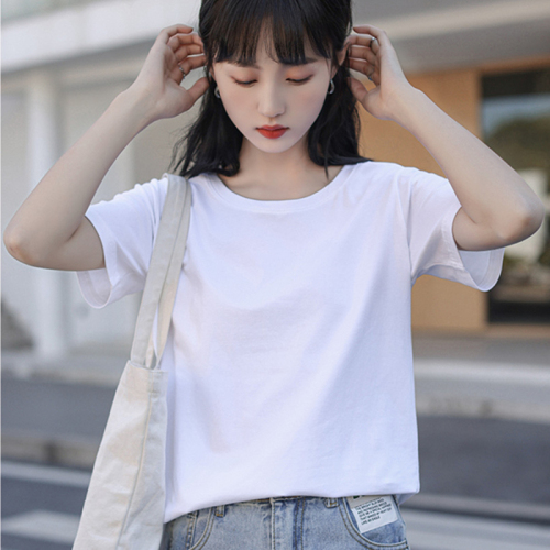 White t-shirt women's short-sleeved summer new t-shirt half-sleeved solid color top loose women's short