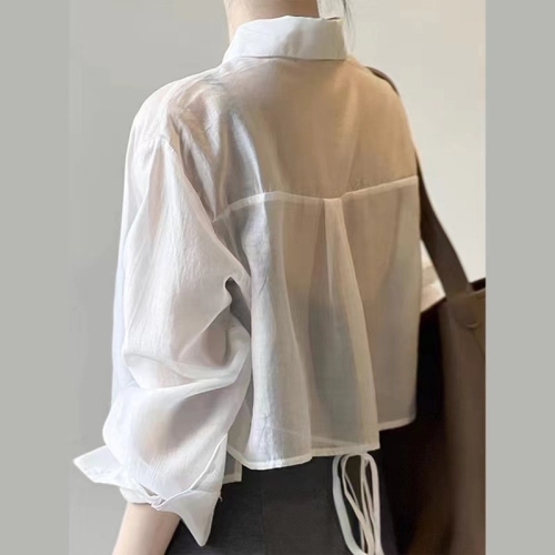 French short cardigan with shawl thin sun protection clothing for women 2024 summer new shirt jacket