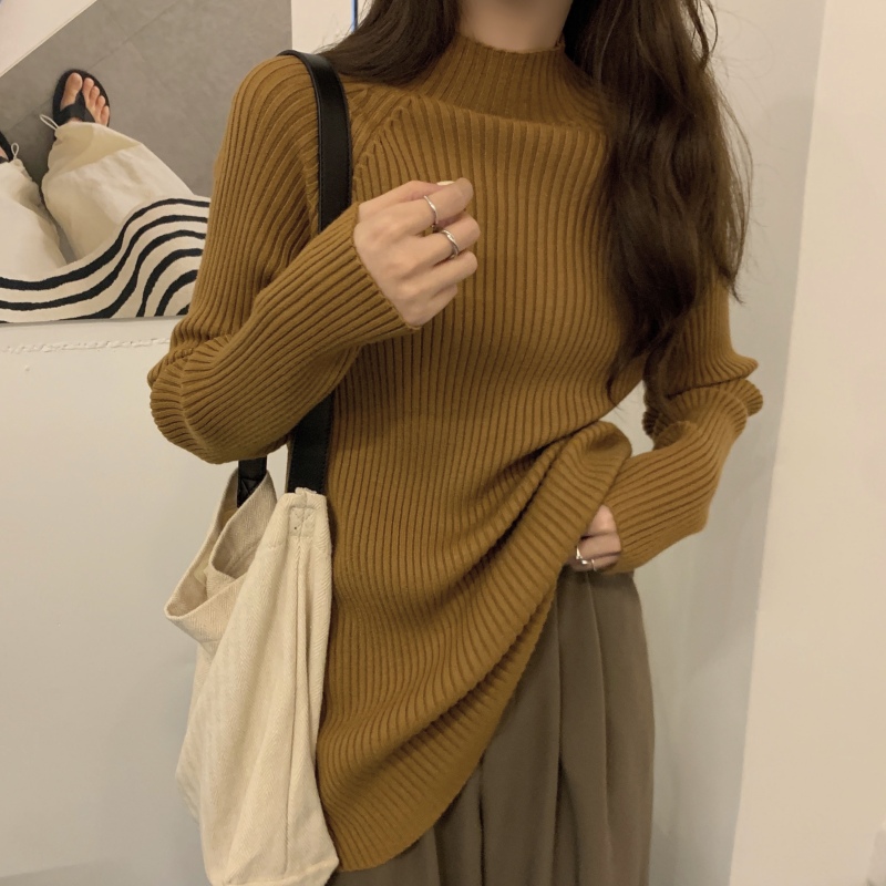 High quality thick Korean style new versatile lazy loose thickened pullover half turtleneck sweater 15 colors
