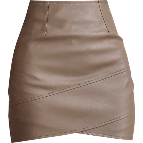 Autumn and winter new Korean style A-line PU leather skirt, high waist, versatile and temperament, slit hip skirt, skirt