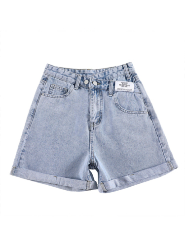 Denim Shorts Women's Summer Thin Style 2024 New High Waist Slim Loose Design Curled A-Line Hot Pants