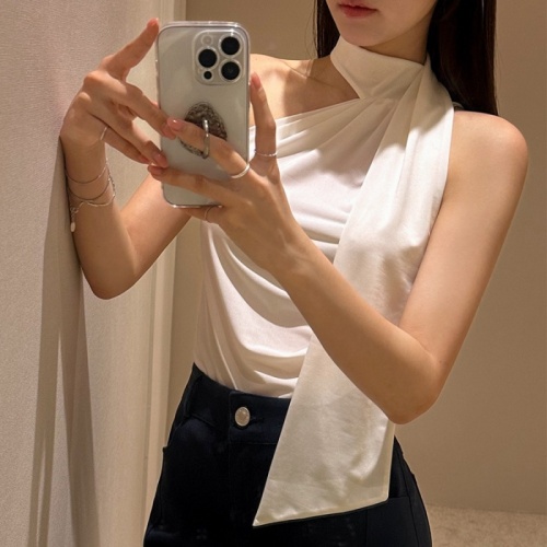 Korean chic gentle temperament niche design pure desire halter neck ribbon slim sleeveless vest top