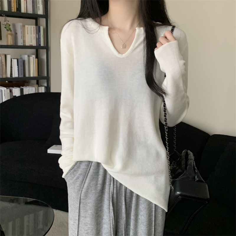 Autumn new style collared sweater long-sleeved T-shirt women's loose slimming bottoming shirt top