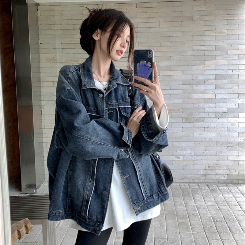 Actual shot and real price Spring 2024 new style retro washed denim jacket women's design foreign style versatile top