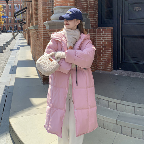 Real shot of knee-length down jacket for women 2024 winter new loose and thickened jacket