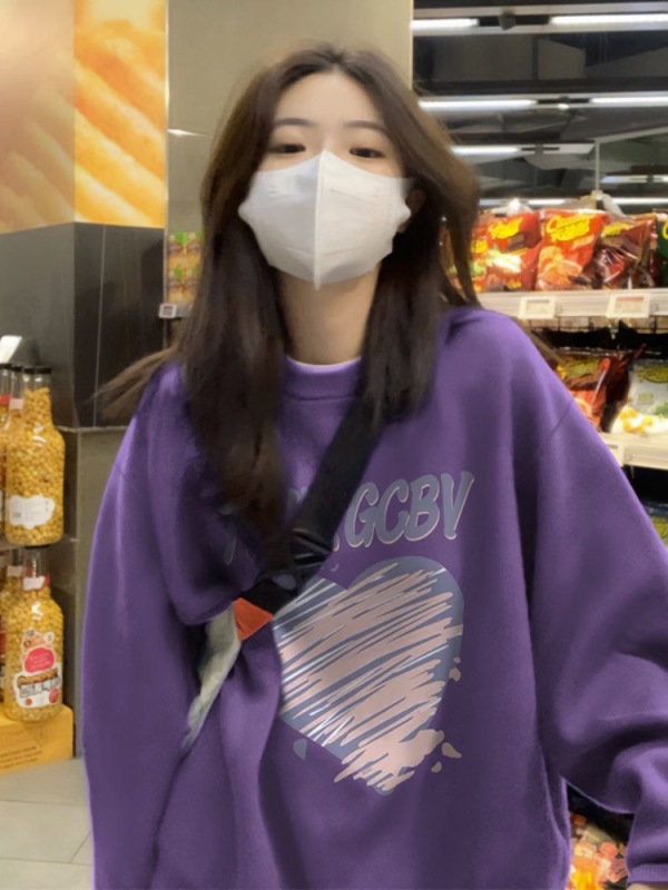 Anti-cotton Chinese cotton composite milk silk 300g silver fox velvet 400g round neck sweatshirt for women